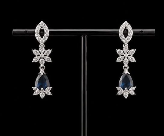 AMERICAN DIAMOND NECKLACE SET - Adjustable, Blue