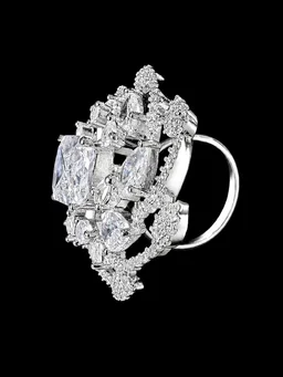 AMERICAN DIAMOND FINGER RING - Adjustable, White