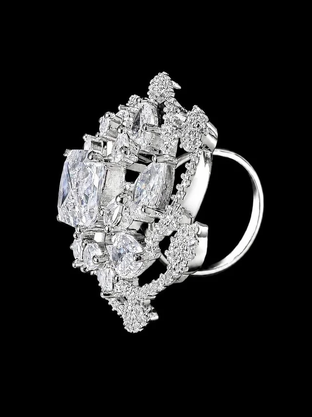 AMERICAN DIAMOND FINGER RING - Adjustable, White