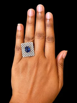 AMERICAN DIAMOND FINGER RING - Adjustable, Purple