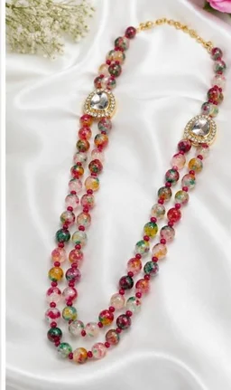 PREMIUM-SEMI PRECIOUS QUARTZ STONE BEADS HARAM - Adjustable, Multicolour