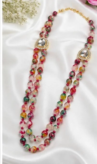 PREMIUM-SEMI PRECIOUS QUARTZ STONE BEADS HARAM - Adjustable, Multicolour