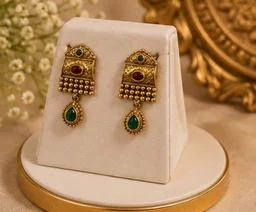 PREMIUM-SEMI PRECIOUS QUARTZ STONE BEADS HARAM - Adjustable, Red-Green