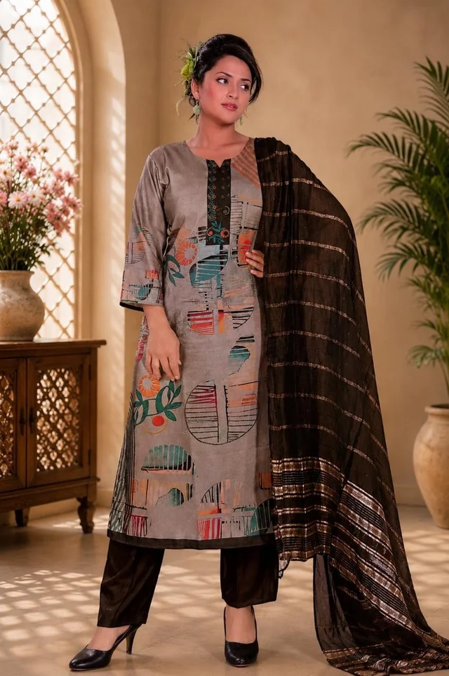 PRINTED KURTI SET WITH DUPATTA