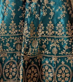 DESIGNER FLORAL WEDDING LEHENGA - Free Size, Peacock Blue-Green Shade