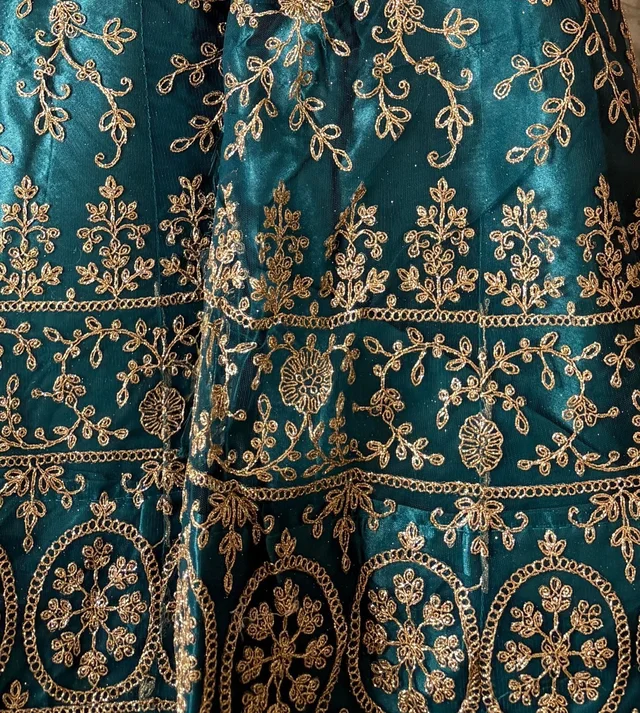 DESIGNER FLORAL WEDDING LEHENGA - Free Size, Peacock Blue-Green Shade