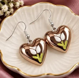 HANDMADE HEART SHAPED EARRINGS - Rose Gold