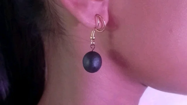 Black Round Earring