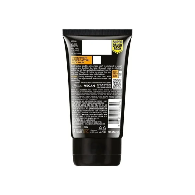 Garnier Men Turbo Bright Anti-Pollution Face Wash 150g