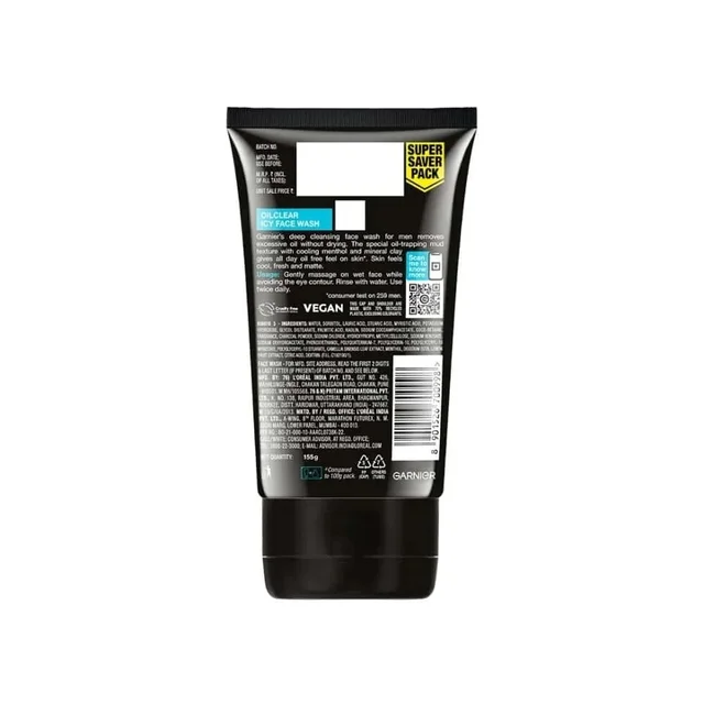 Garnier Men Oil Clear Clay D-Tox Face Wash 150g