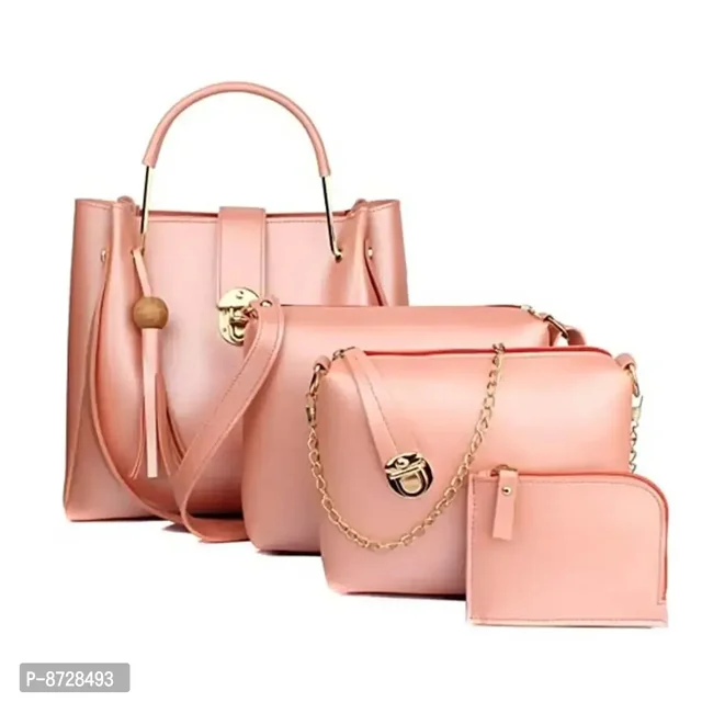 Classy Handbag Combo (Set Of 4) Baby Pink