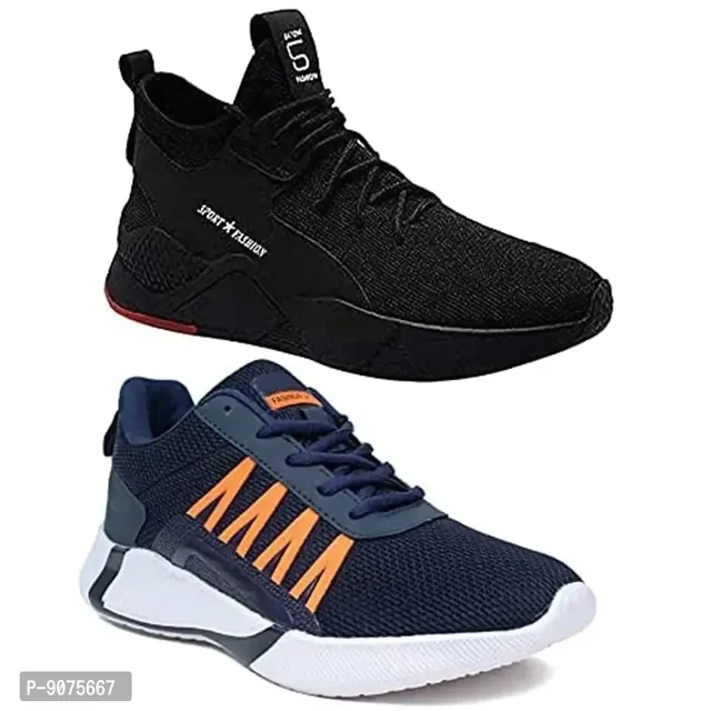 DEFLOW Combo Pack of 2 Multicolor Casual Sports Running Shoes for Men (Combo-(2)