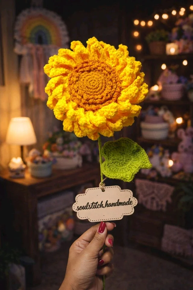 Hand- crocheted Sunflower Bloom