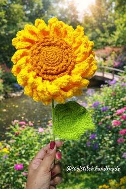 Hand- crocheted Sunflower Bloom
