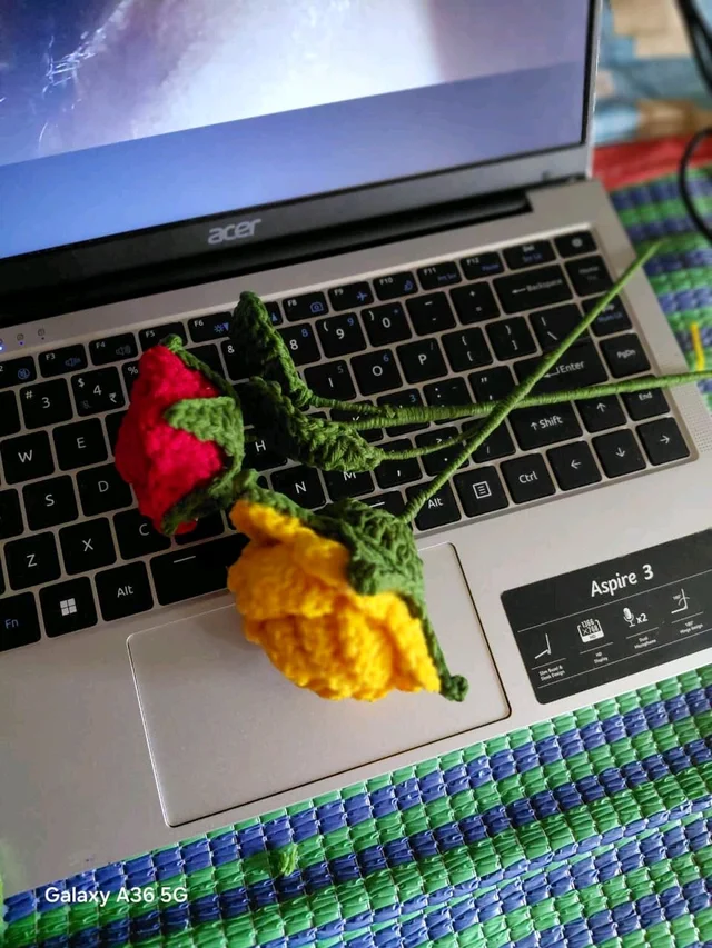 2 piece: Handcrafted Artisan Roses Collection Duo crochet Rose Set Of 2