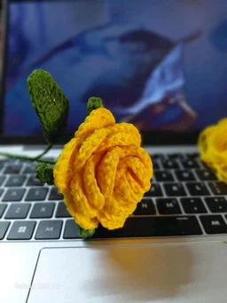 2 piece: Handcrafted Artisan Roses Collection Duo crochet Rose Set Of 2