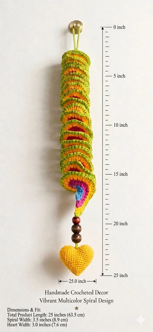 Handmade Crocheted Vibrant Multicolour Spiral Wing Spinner Decoration Items For Wall Decor, Door Hangings