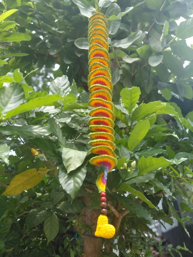 Handmade Crocheted Vibrant Multicolour Spiral Wing Spinner Decoration Items For Wall Decor, Door Hangings