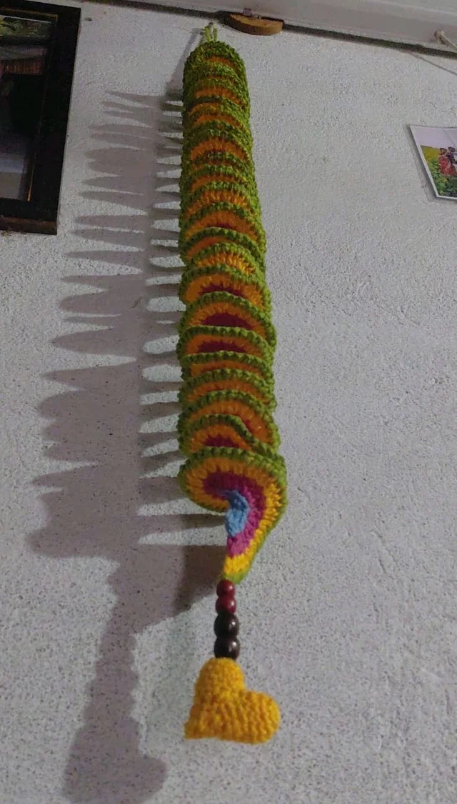 Handmade Crocheted Vibrant Multicolour Spiral Wing Spinner Decoration Items For Wall Decor, Door Hangings