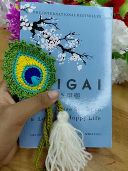 Hand-Crocheted Peacock Feather Bookmark