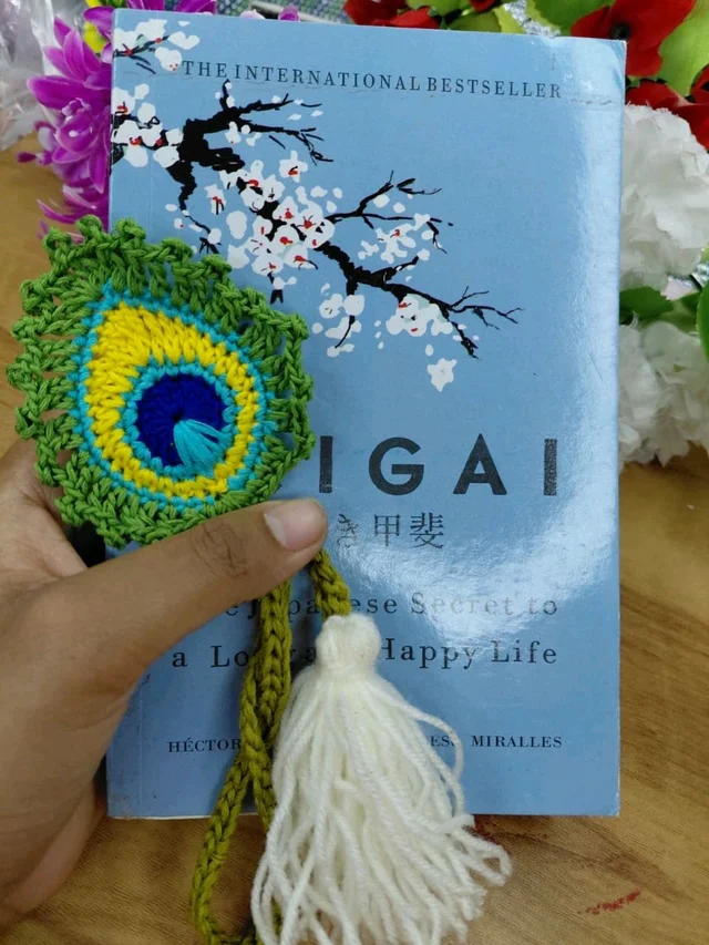 Hand-Crocheted Peacock Feather Bookmark