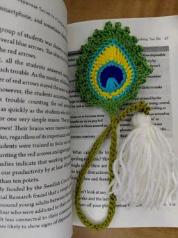 Hand-Crocheted Peacock Feather Bookmark
