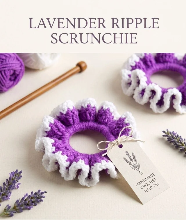 SenCrafts Hand-Crochted Red Ripple Scrunchie - M, levender