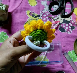 SenCrafts Hand Crocheted Flower Scrunchies Hair Band - sunflower