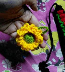 SenCrafts Hand Crocheted Flower Scrunchies Hair Band - sunflower