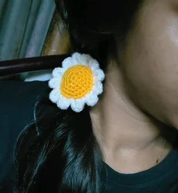 SenCrafts Hand Crocheted Flower Scrunchies Hair Band - daisy