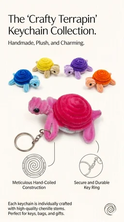 Handmade Red Turtle Keychains