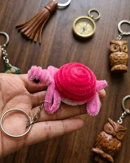 Handmade Red Turtle Keychains