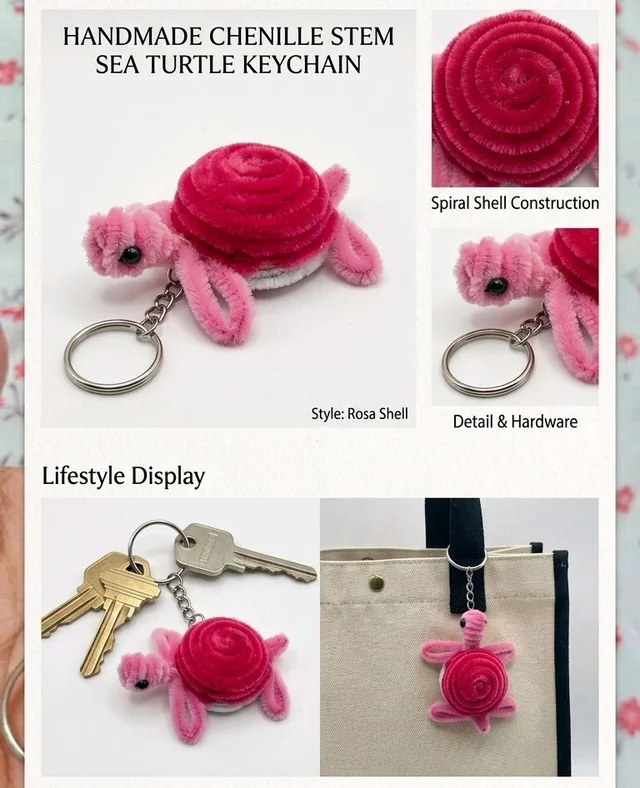 Handmade Red Turtle Keychains