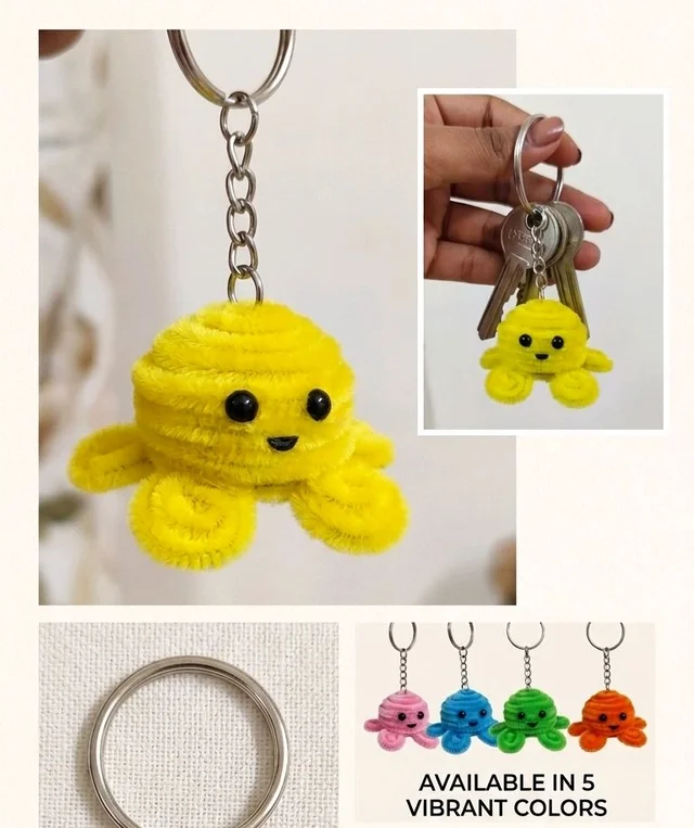 Handmade Yellow Octopus Keychains
