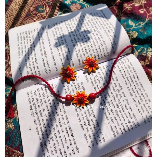 Handmade Sunflower Terracotta Style Necklace Set 1