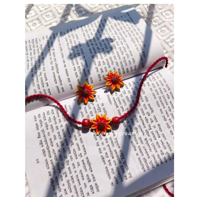 Handmade Sunflower Terracotta Style Necklace Set 1