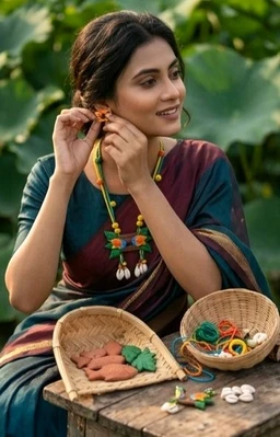Handmade Polymer Clay Birds& Leaves Jewellery Set
