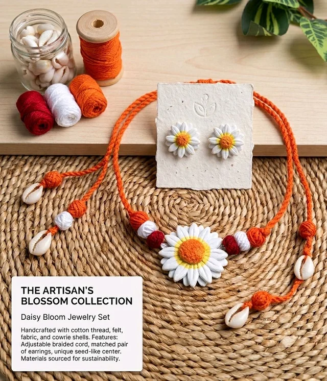 Handmade Daisy Bloom Polymer Clay Jewellery Set