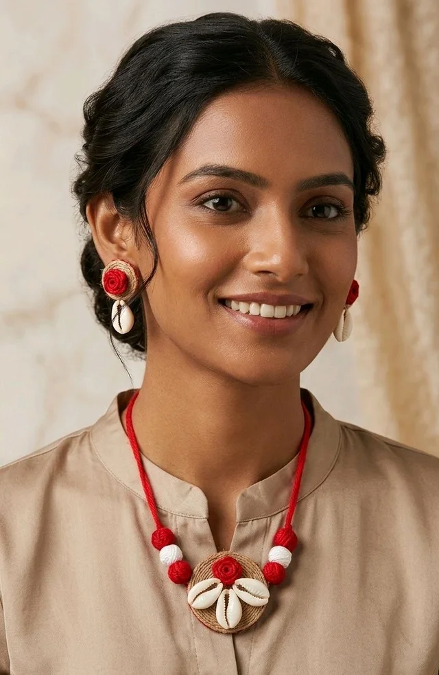 Handmade Cowrie Shell Choker Set With Earrings