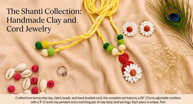 Handmade Polymer Clay Daisy Jewellery Set
