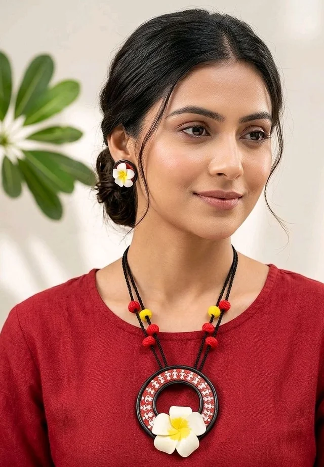Handmade Polymer Clay Flower Jewellery Set