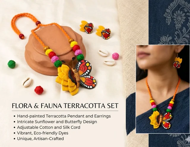 Flora And Fauna Terracotta Jewellery Set