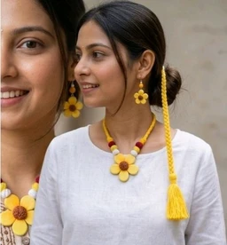 Handmade Terracotta Polymer Clay Flower Jewellery Set