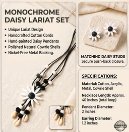 Handmade Black Thread Polymer Clay Jewellery Set