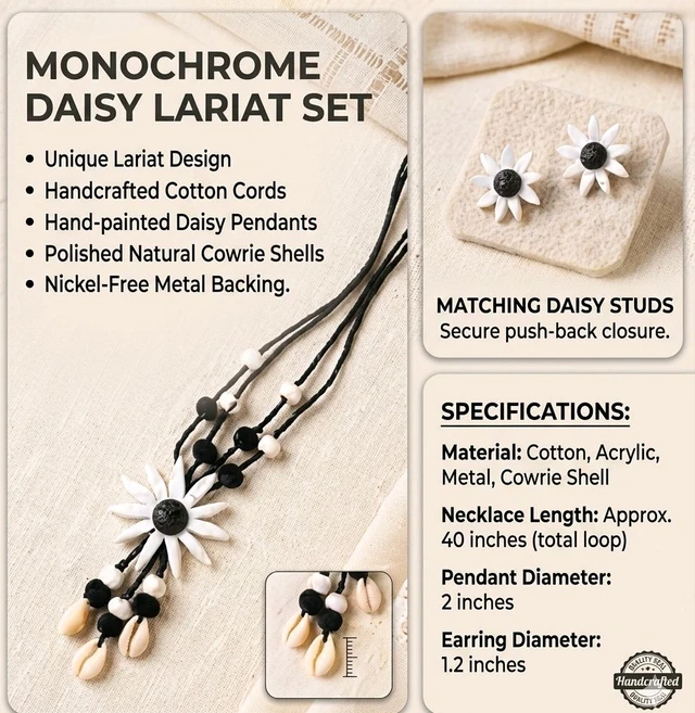 Handmade Black Thread Polymer Clay Jewellery Set