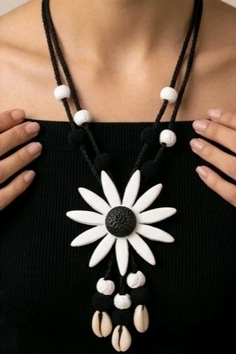 Handmade Black Thread Polymer Clay Jewellery Set