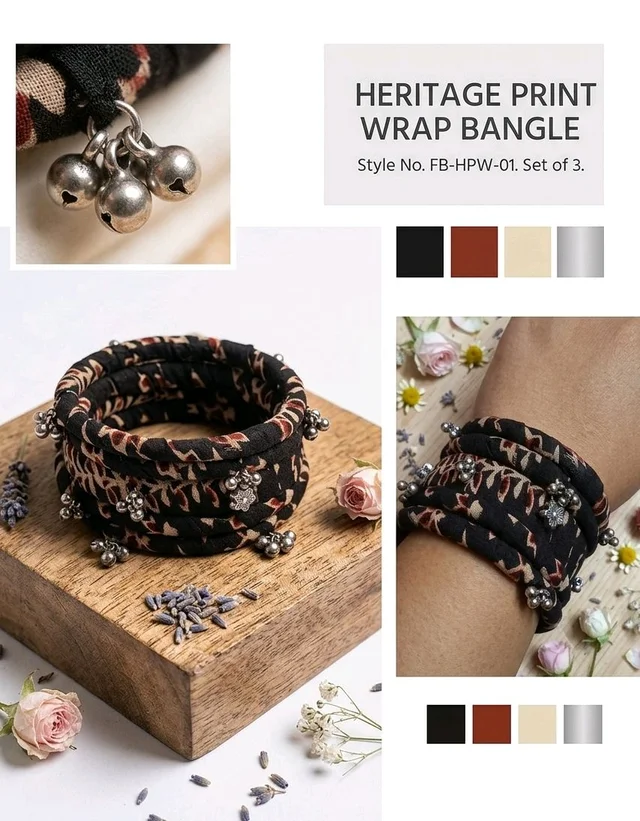 SenCrafts Hand-painted Heritage Wrapped Bangles Set - 2.4