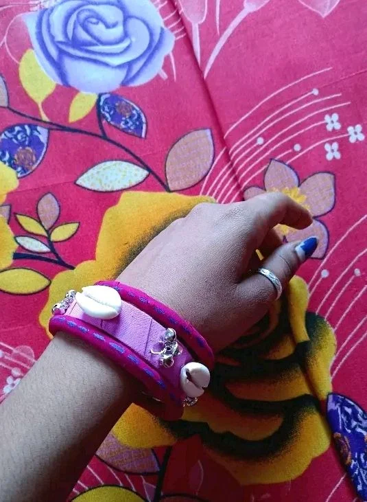 SenCrafts Handcrafted Artisanal Silk & Charm Bangle Set - 2.6, Electric Violet
