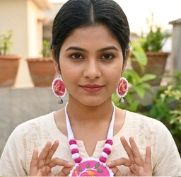 SenCrafts Hand-printed Bird's Of Paradise Jewellery Set - Blush Pink
