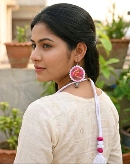 SenCrafts Hand-printed Bird's Of Paradise Jewellery Set - Blush Pink